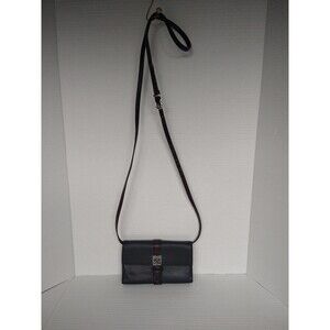 Brighton Leather Crossbody Wallet Tri Fold Black Brown small mini pockets clutch